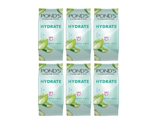 Pond's Vitamin Micellar Hydrate Facial Wipes, 15 ct (Pack of 6)